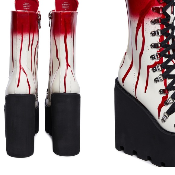 Dolls Kill Tick n’ Treat Bloody Boots Size 6.5 - Picture 4 of 4